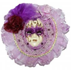 Χριστουγεννιάτικη Κρεμαστή Μάσκα με Μωβ Τούλι (11cm)